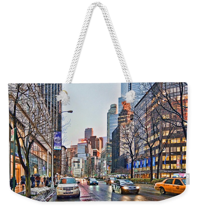 'upper West Side Weekender Tote Bag featuring the photograph Moody Afternoon In New York City by Jeffrey Friedkin