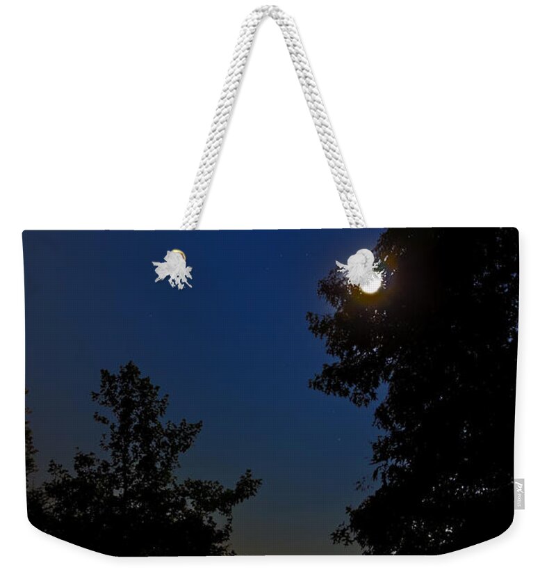 Constellation Weekender Tote Bag featuring the photograph Moon and Pegasus by Greg Reed