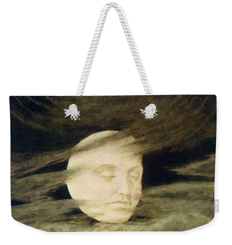 Moon Weekender Tote Bag featuring the painting Moon by Hans Thoma