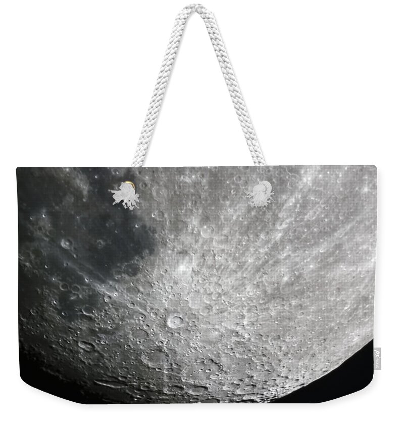 Moon Weekender Tote Bag featuring the photograph Moon Hi Contrast by Greg Reed