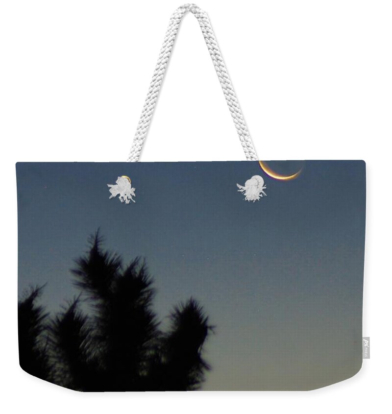 Night Weekender Tote Bag featuring the photograph MooN KISSED by Angela J Wright
