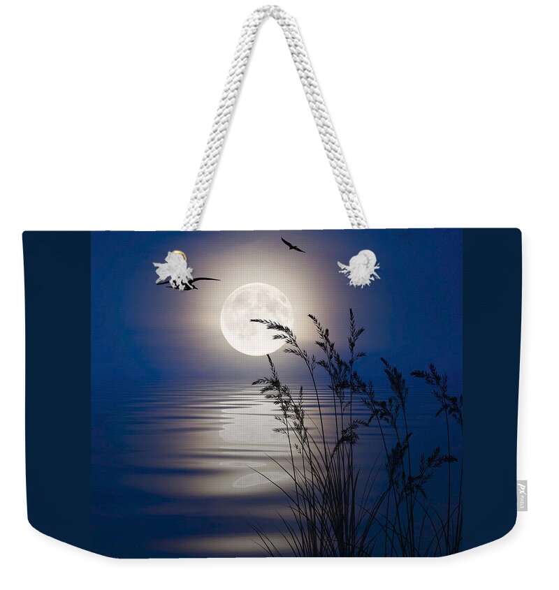 Moon Weekender Tote Bag featuring the digital art Moon Light Silhouettes by Nina Bradica