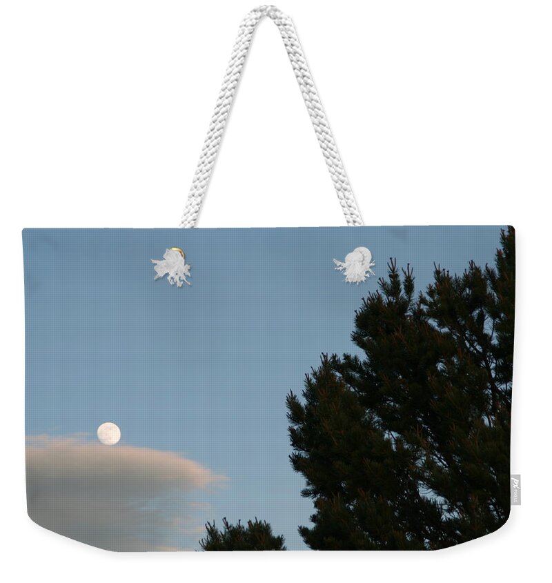 David S Reynolds Weekender Tote Bag featuring the photograph Moon over cloud by David S Reynolds