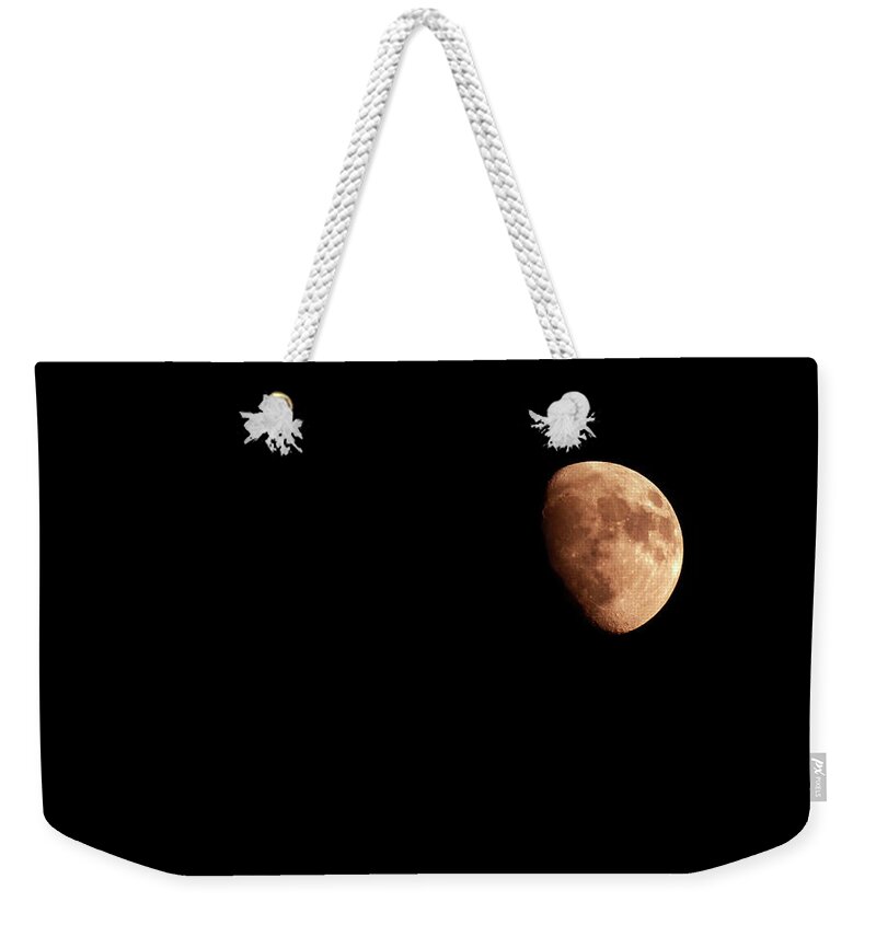 Supermoon Weekender Tote Bag featuring the photograph Moon Photo Gibbous by Orchidpoet