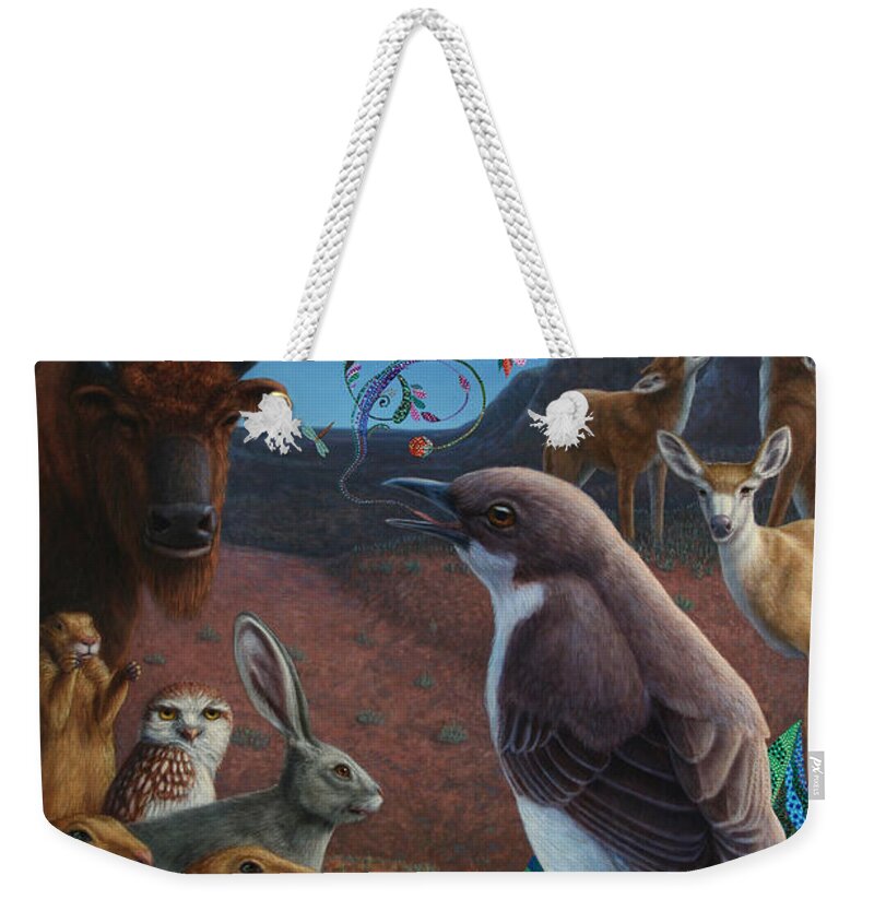 Mockingbird Weekender Tote Bag featuring the painting Moonlight Cantata by James W Johnson