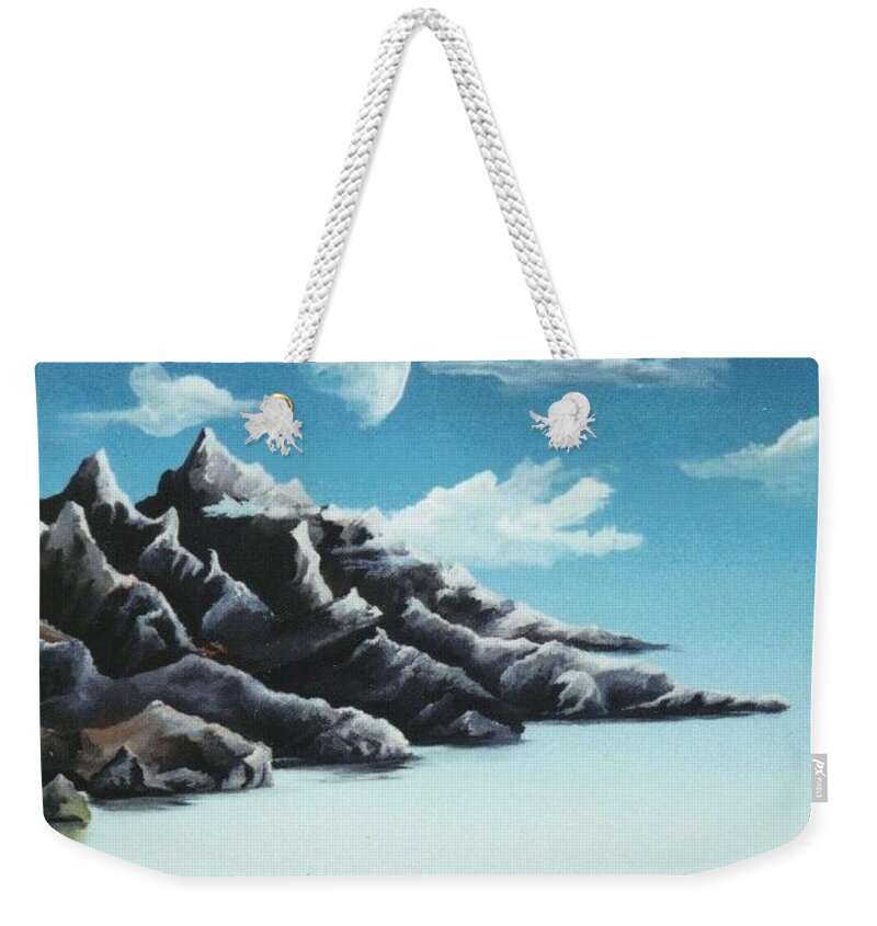 Surreal Painting Weekender Tote Bag featuring the painting Moonrise by David Neace CPX