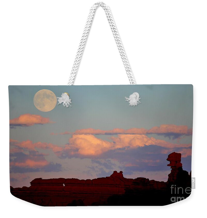 Full Moon Weekender Tote Bag featuring the photograph Moonrise Over Goblins by Marty Fancy