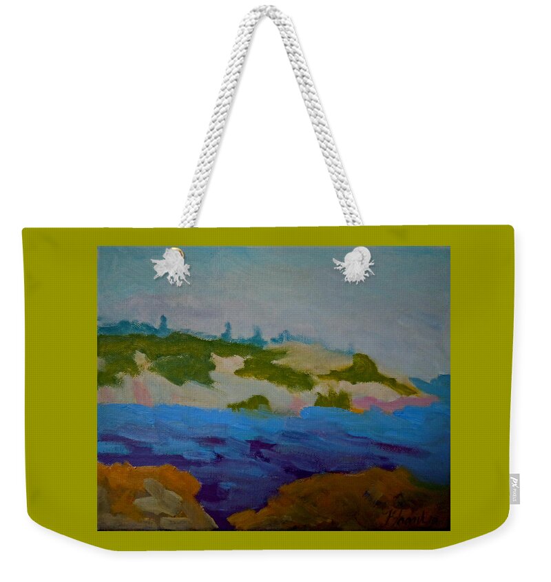 Island Weekender Tote Bag featuring the painting Moose Island - Schoodic Peninsula by Francine Frank