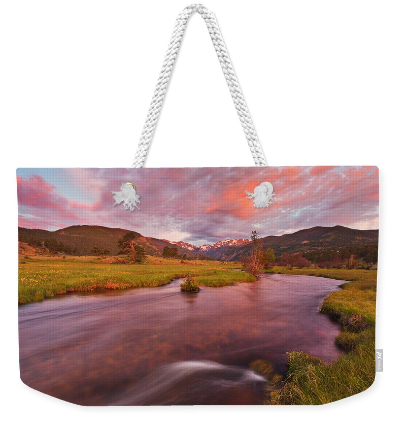 Sunrise Weekender Tote Bag featuring the photograph Moraine Sunrise by Darren White
