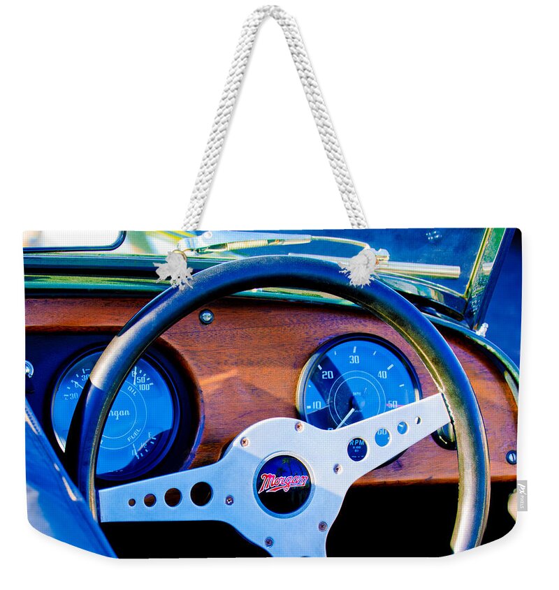 Morgan Steering Wheel Weekender Tote Bag featuring the photograph Morgan Steering Wheel by Jill Reger