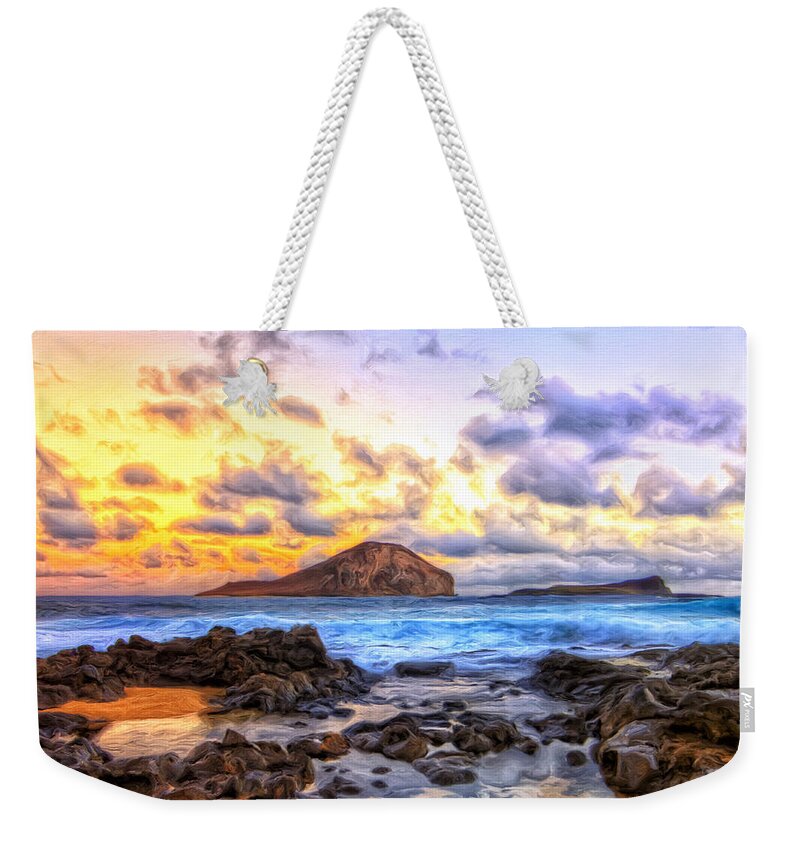 Morning Weekender Tote Bag featuring the painting Morning at Makapuu by Dominic Piperata