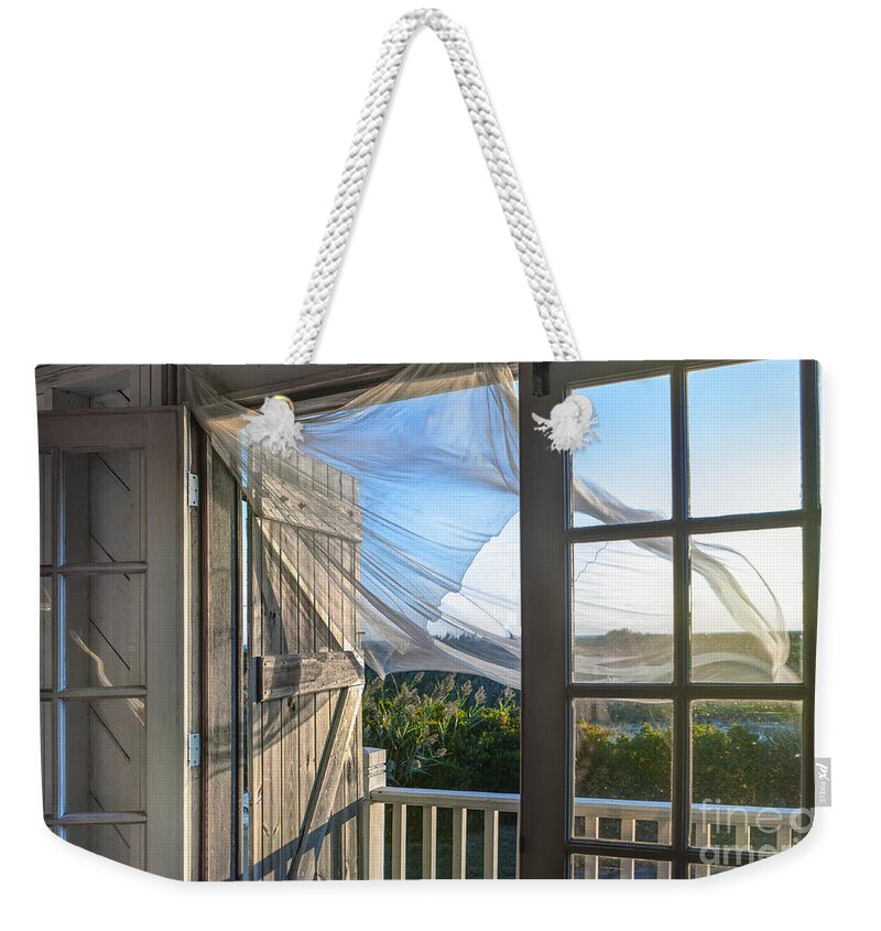 Beach Weekender Tote Bag featuring the photograph Morning Breeze at the Beach House by Diane Diederich