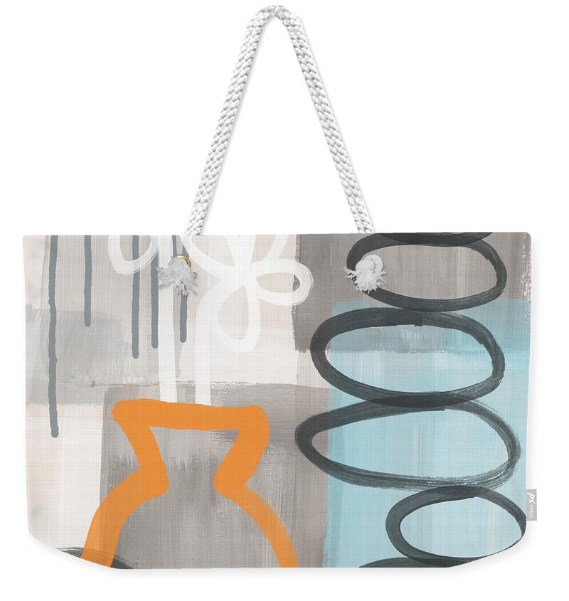 Abstract Weekender Tote Bag featuring the painting Morning Flowers by Linda Woods