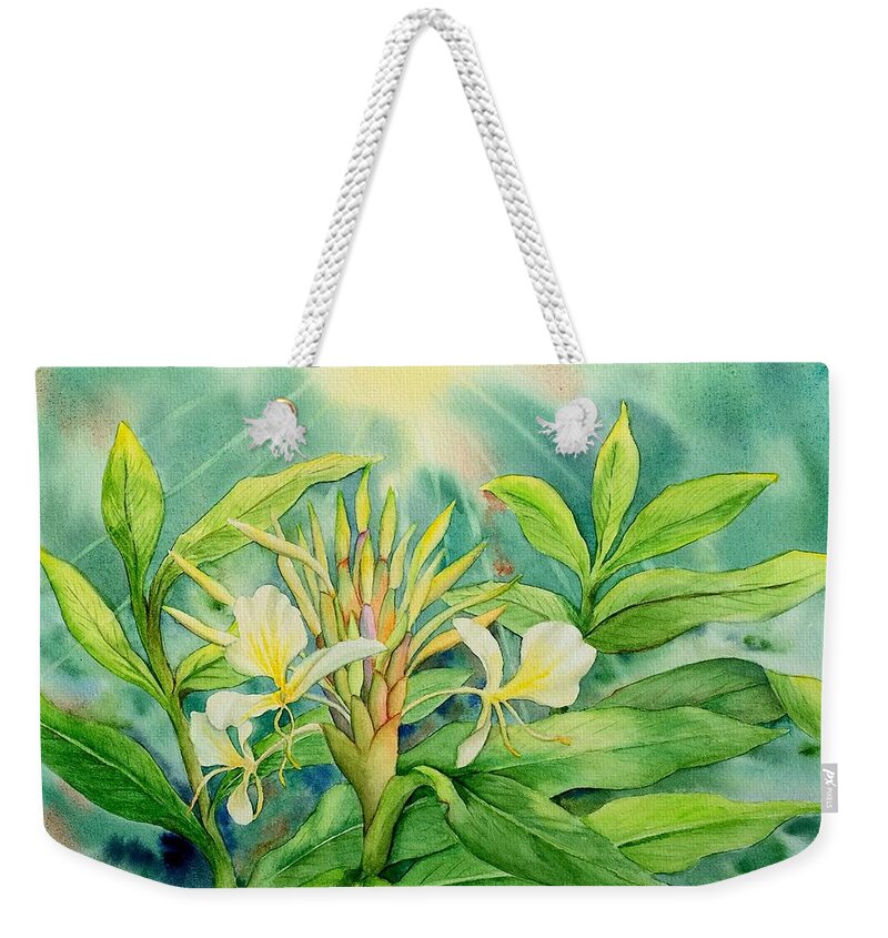 Flower Weekender Tote Bag featuring the painting Morning Ginger by Kelly Miyuki Kimura