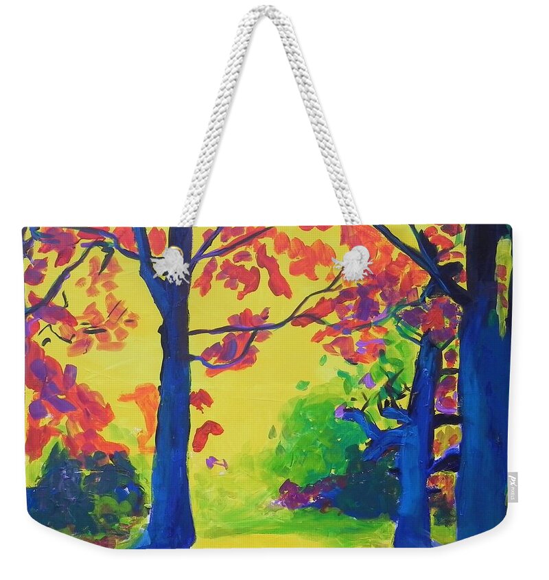 Autumn Colours Weekender Tote Bag featuring the painting Morning by Jolanta Shiloni