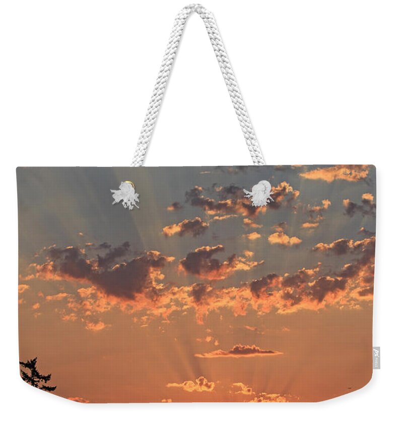 Sunrise Weekender Tote Bag featuring the photograph Morning Rays by E Faithe Lester