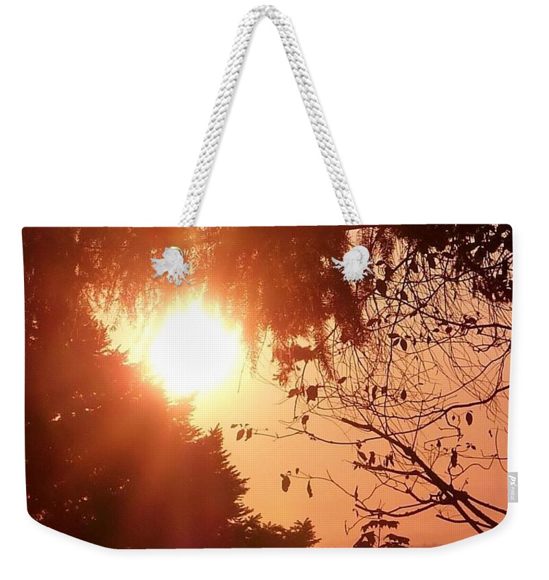 Morning Sunrise Weekender Tote Bag featuring the photograph Morning Red Sunrise by Susan Garren