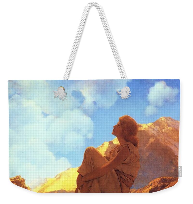Maxfield Parrish Weekender Tote Bag featuring the painting Morning Spring by Maxfield Parrish