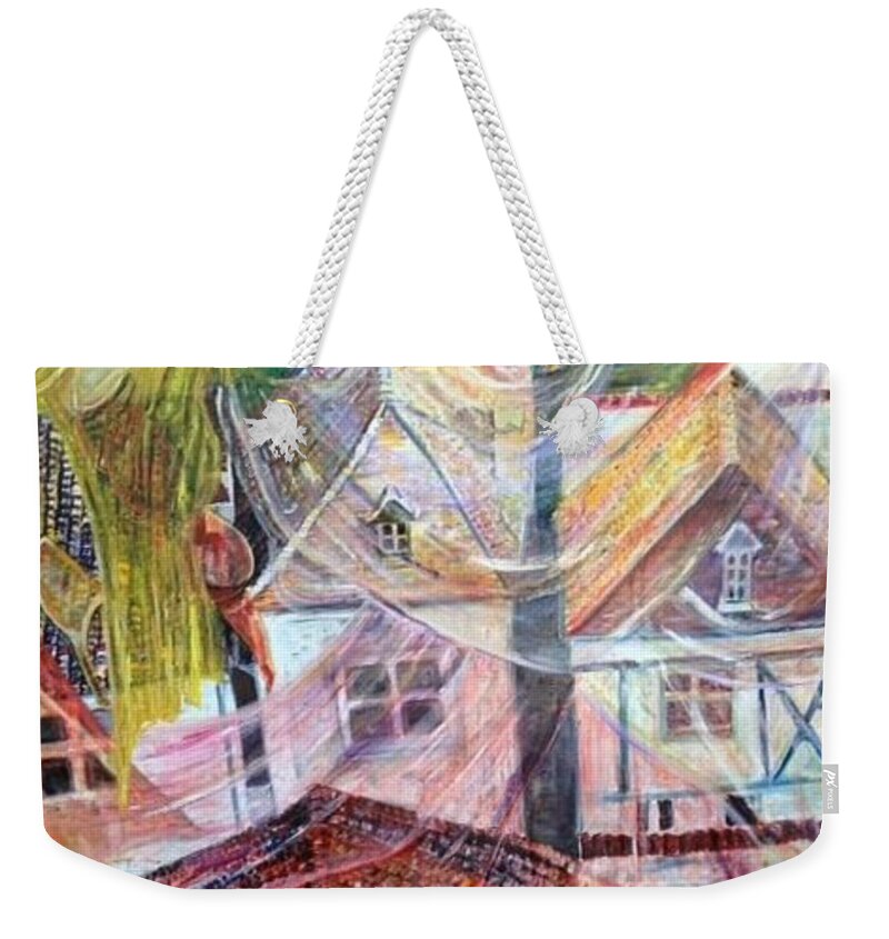 Village Weekender Tote Bag featuring the painting Morning Sunrise by Peggy Blood
