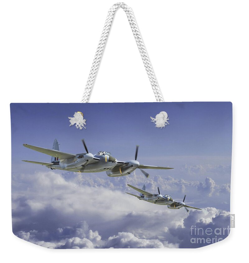 De Havilland Mosquito Weekender Tote Bag featuring the digital art Mosquito Patrol by Airpower Art