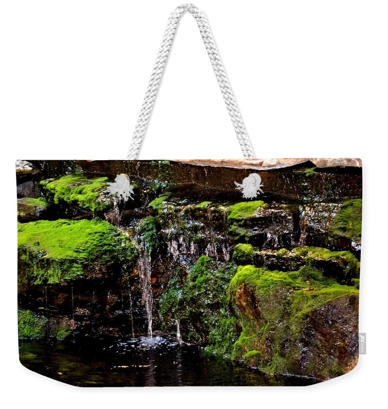 Moss Weekender Tote Bag featuring the photograph Mossy Waterfall by Tara Potts
