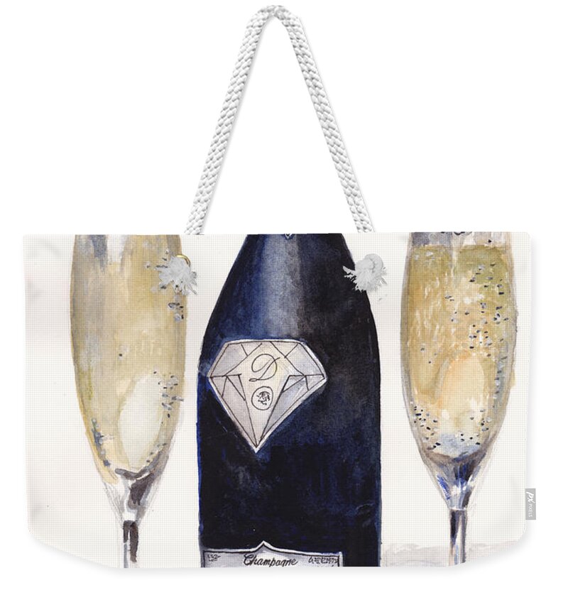 Champagne Weekender Tote Bag featuring the painting Most expensive champagne in the world by Dai Wynn