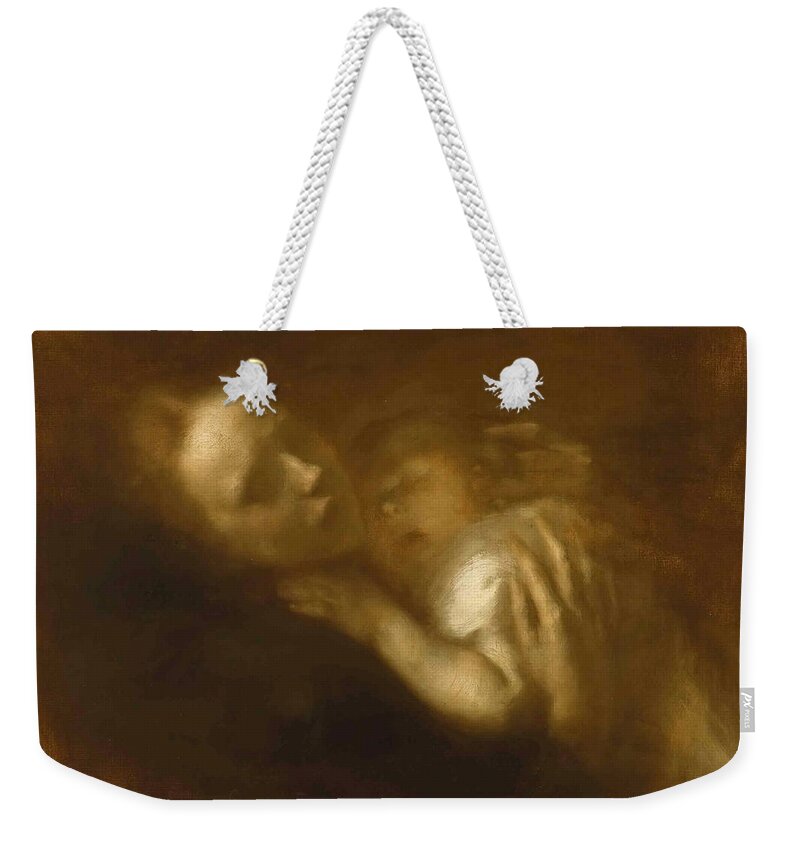 Eugene Carriere Weekender Tote Bag featuring the painting Mother and Child Sleeping by Eugene Carriere