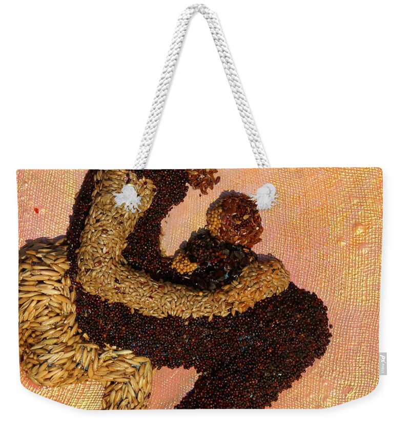 Mother And Child Weekender Tote Bag featuring the mixed media Mother Earth V by Naomi Gerrard