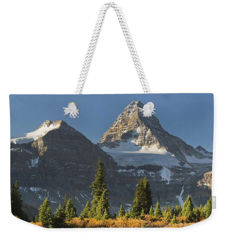 Feb0514 Weekender Tote Bag featuring the photograph Mount Assiniboine Canada by Kevin Schafer