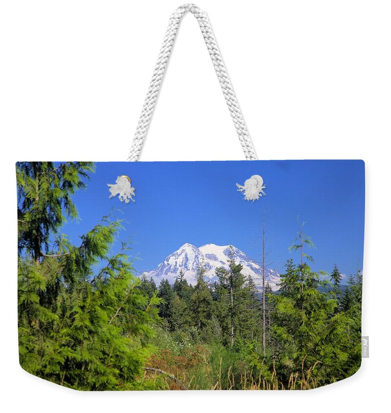 1992 Weekender Tote Bag featuring the photograph Mount Rainier by Gordon Elwell