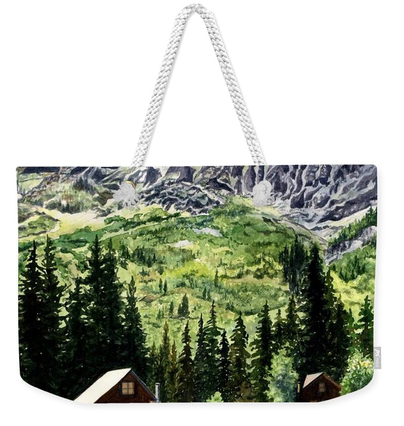 Water Color Paintings Weekender Tote Bag featuring the painting Mountain Majesty by Barbara Jewell