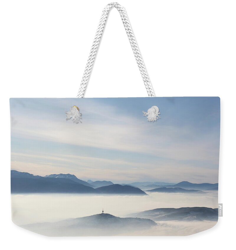 Scenics Weekender Tote Bag featuring the photograph Mountain Peaks by Becart