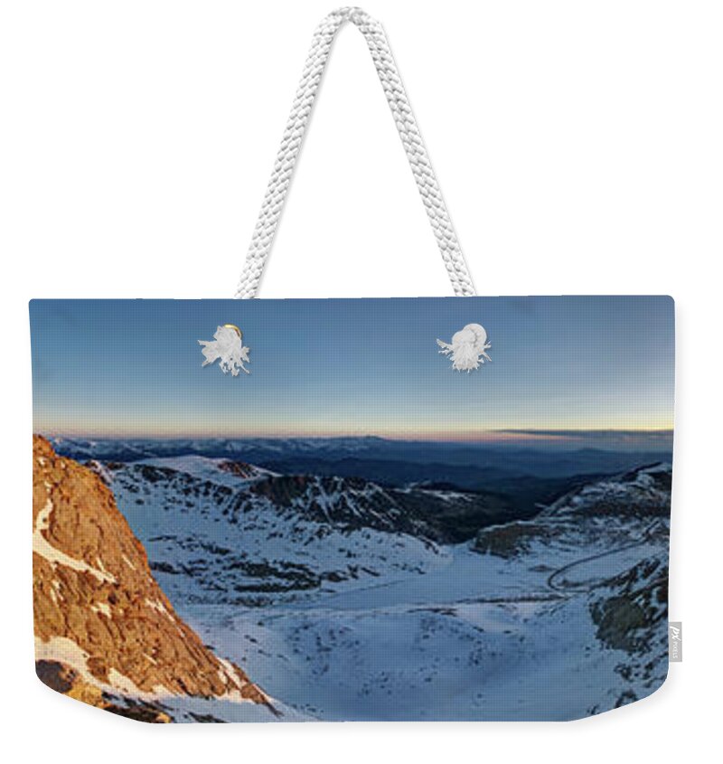 Tranquility Weekender Tote Bag featuring the photograph Mountain Sunrise by Ojeffrey Photography