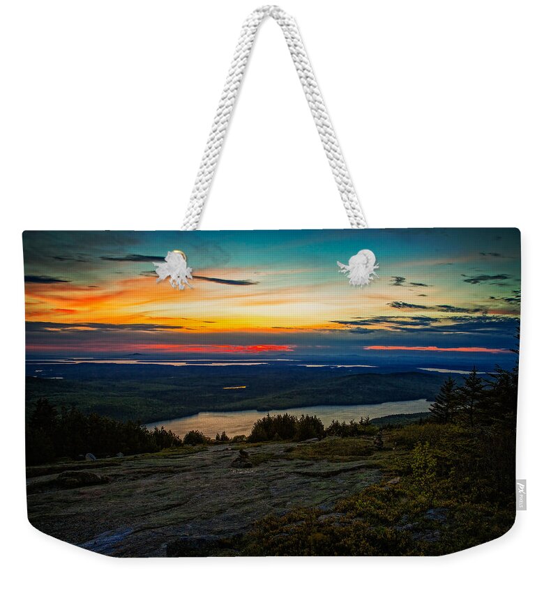 Cadillac Weekender Tote Bag featuring the photograph Mountain Sunset by Dave Files