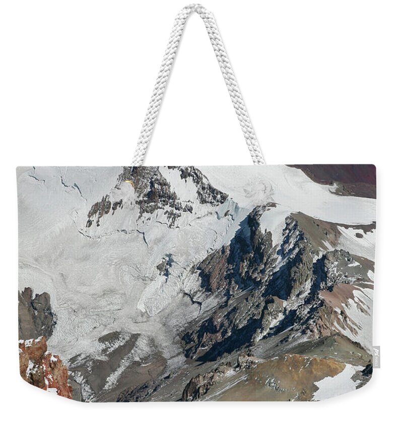 Aconcagua Weekender Tote Bag featuring the photograph Mountaineers At 22,400ft On The Upper by Johnathan Ampersand Esper