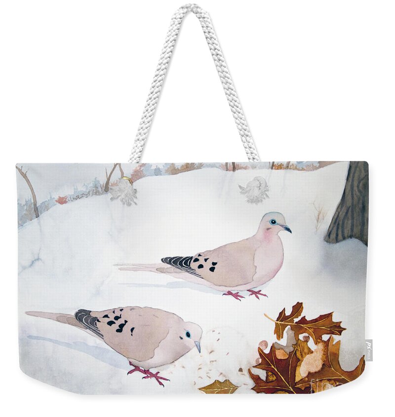 Mourning Doves Weekender Tote Bag featuring the painting Mourning Doves by Laurel Best