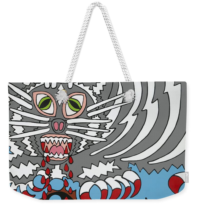 Cat Weekender Tote Bag featuring the painting Mouse Dream by Rojax Art
