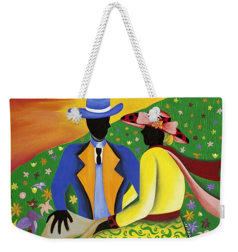 Gullah Art Weekender Tote Bag featuring the painting Moving Forward by Patricia Sabreee