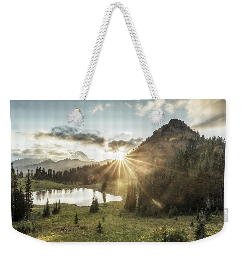 Scenics Weekender Tote Bag featuring the photograph Mt.rainier In Sunset by Chinaface