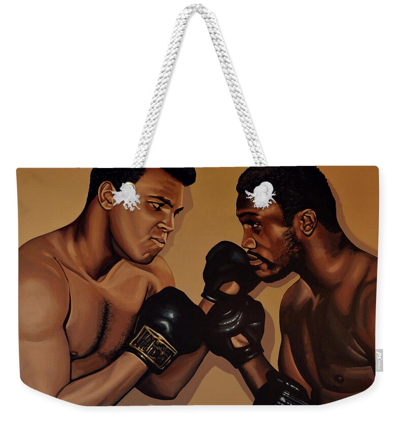 Mohammed Ali Versus Joe Frazier Weekender Tote Bag featuring the painting Muhammad Ali and Joe Frazier by Paul Meijering