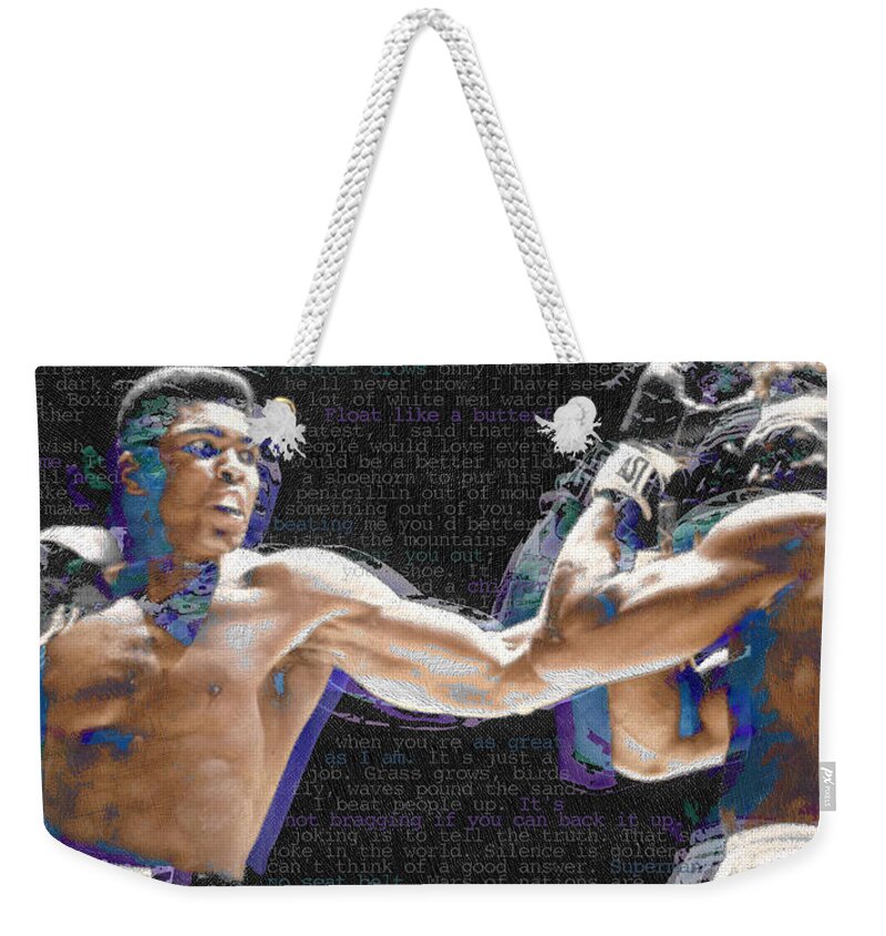 Muhammad Ali Weekender Tote Bag featuring the painting Muhammad Ali by Tony Rubino