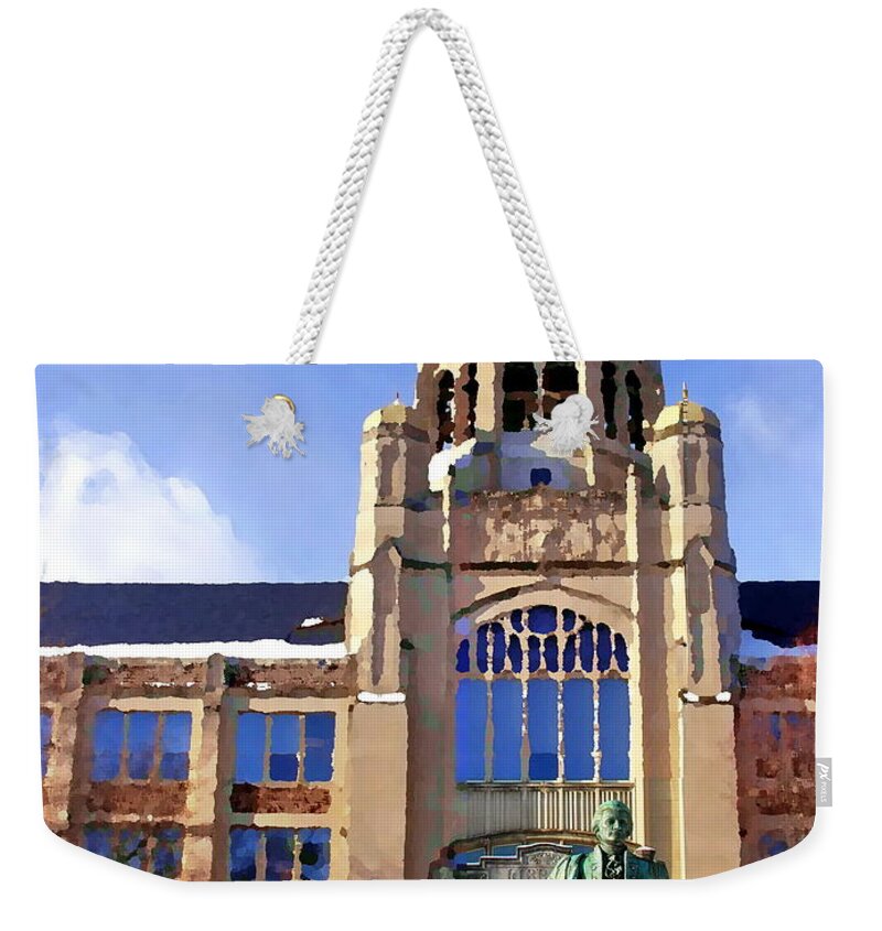 Muhlenberg College Weekender Tote Bag featuring the photograph Abstract - Haas Center by Jacqueline M Lewis