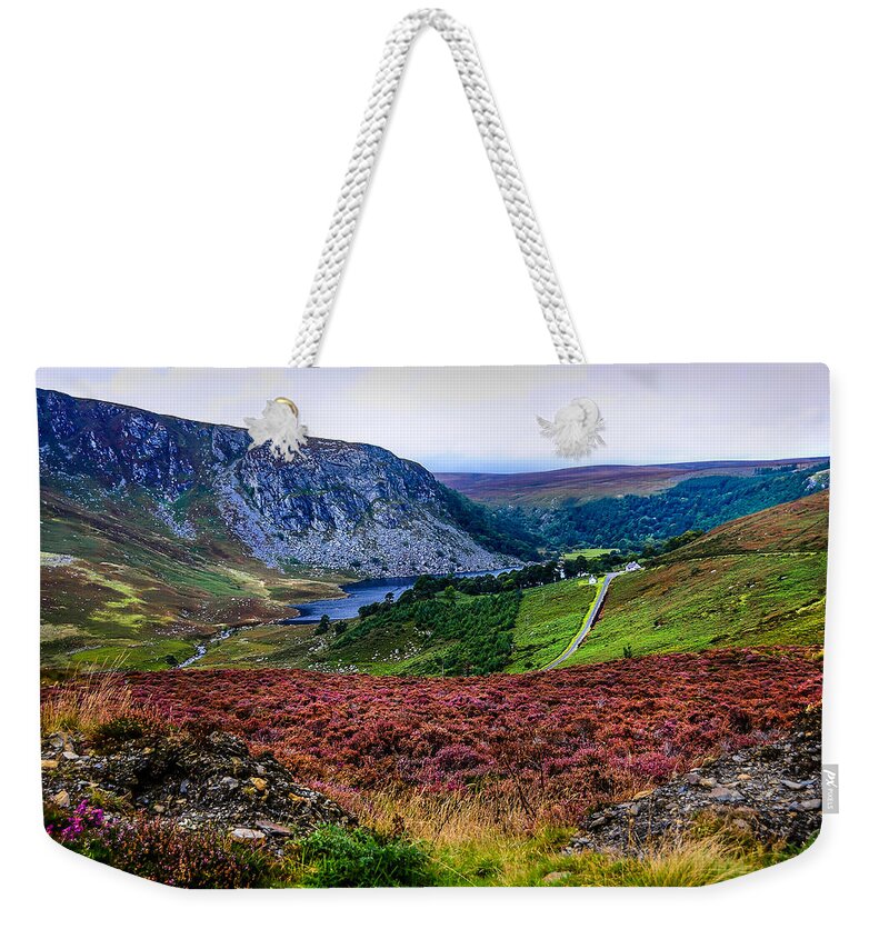 Ireland Weekender Tote Bag featuring the photograph Multicolored Carpet of Wicklow Hills. Ireland by Jenny Rainbow