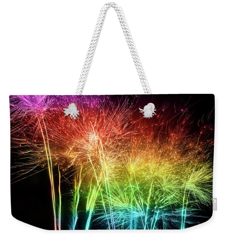 Event Weekender Tote Bag featuring the photograph Multicolored Fireworks by Kamisoka