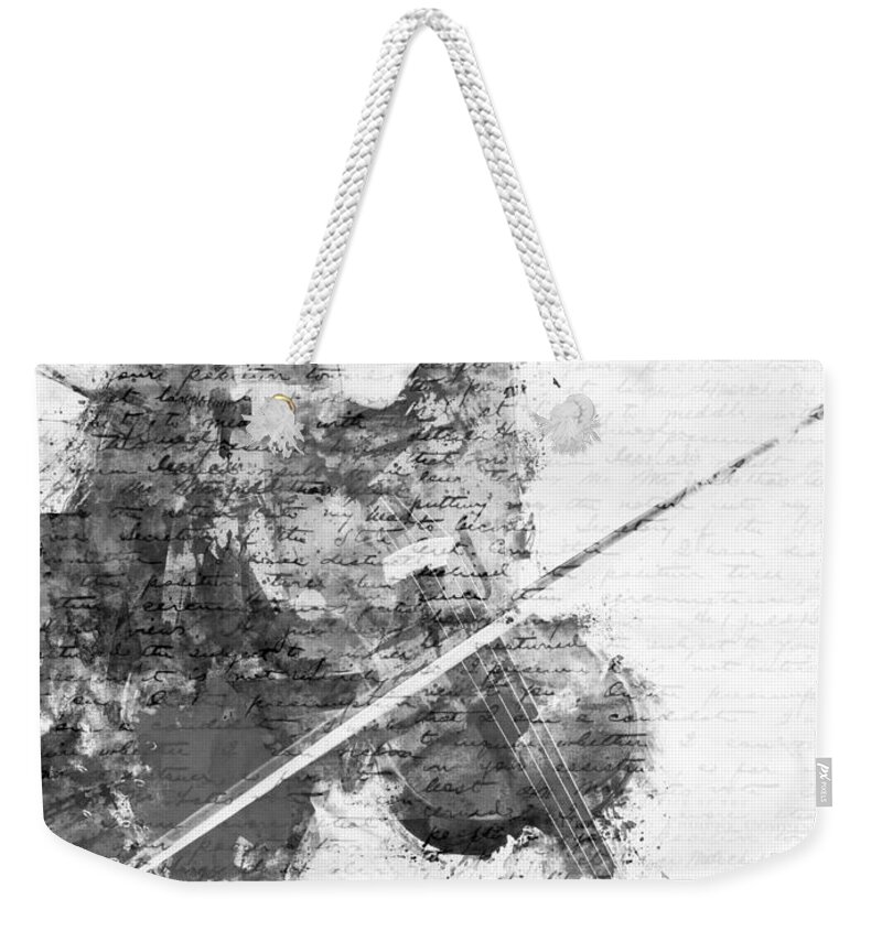 Violin Weekender Tote Bag featuring the digital art Music In My Soul Black and White by Nikki Marie Smith