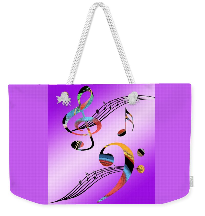 Music Weekender Tote Bag featuring the digital art Musical Illusion by Gill Billington
