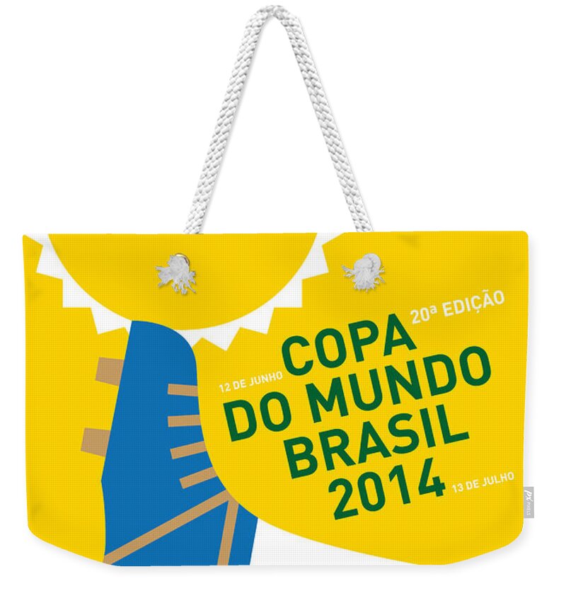 Brazil Weekender Tote Bag featuring the digital art My 2014 World Cup Soccer Brazil - Rio Minimal Poster by Chungkong Art