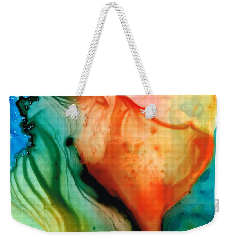 Red Weekender Tote Bag featuring the painting My Cup Runneth Over - Abstract Art By Sharon Cummings by Sharon Cummings