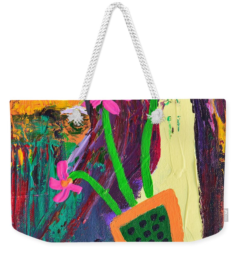 Modern Weekender Tote Bag featuring the painting My Flowers Fell by Donna Blackhall