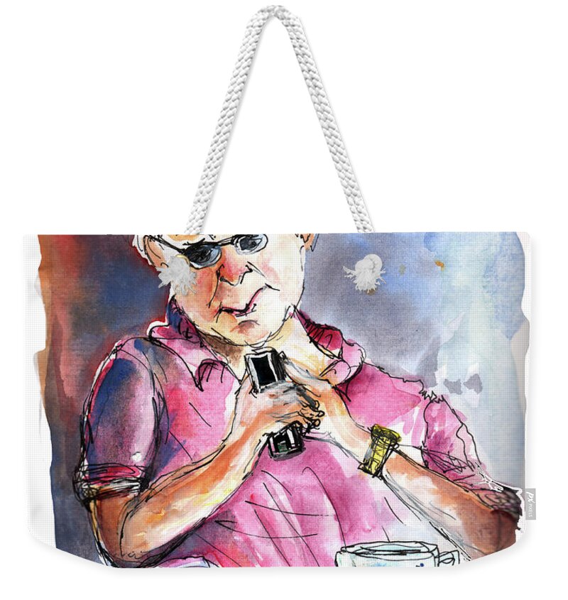 Portraits Weekender Tote Bag featuring the painting My Mobile and Me by Miki De Goodaboom